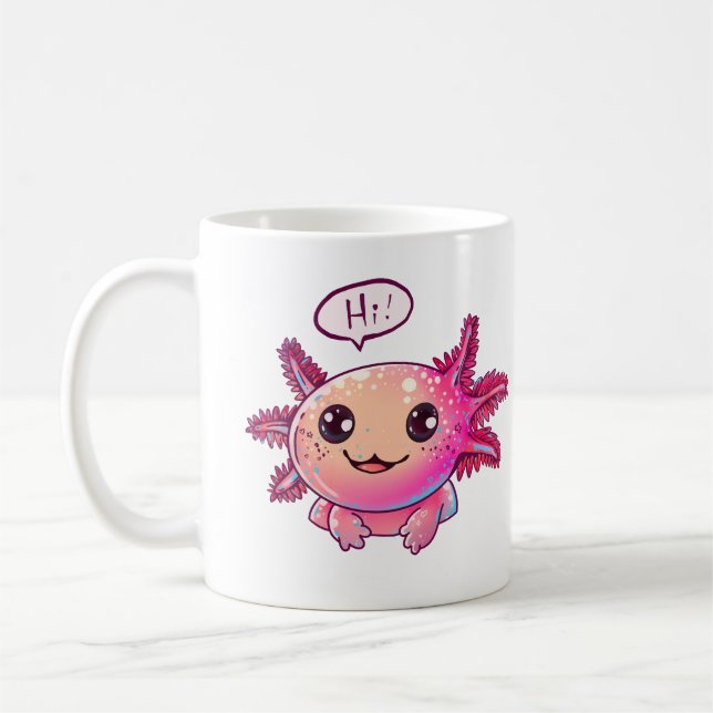 Taza De Café Cómic lindo Axolotl al estilo personalizado (Izquierda)
