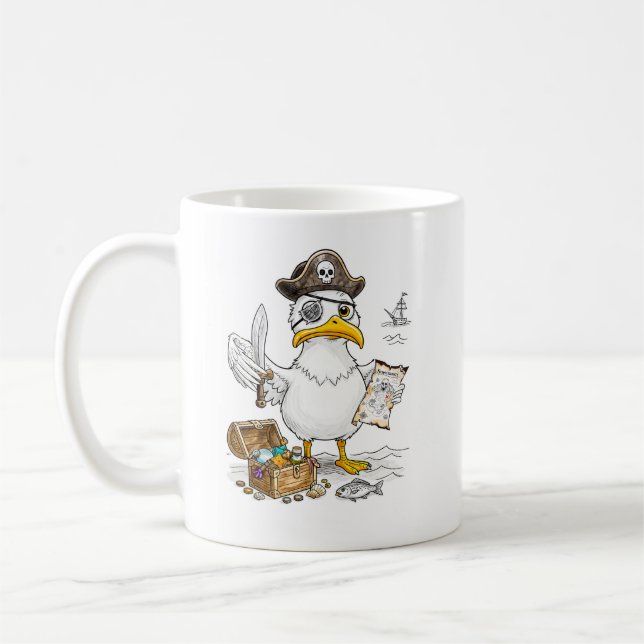 Taza De Café Comic Pirate Bird Treasure Hunt (Izquierda)
