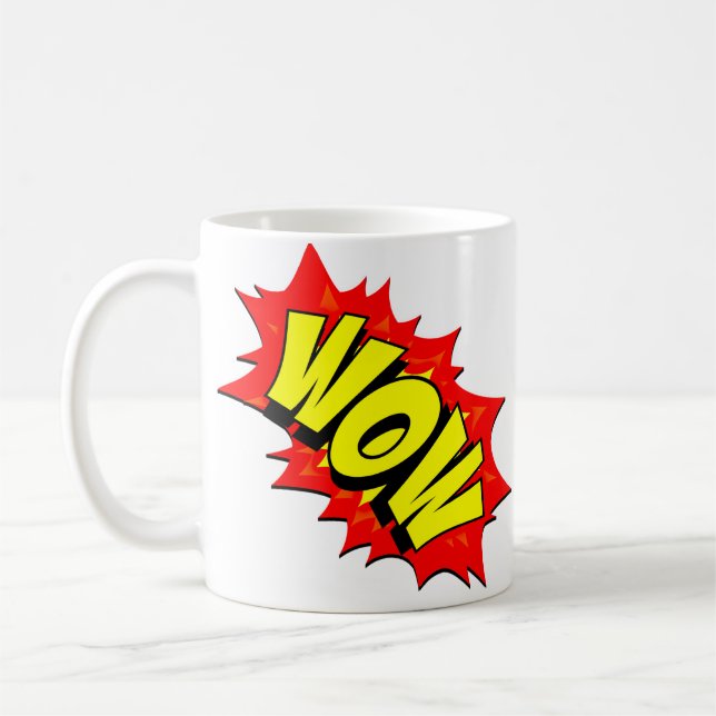 Taza De Café Comic Pop Art Amarillo rojo WOW Novedad Funny (Izquierda)