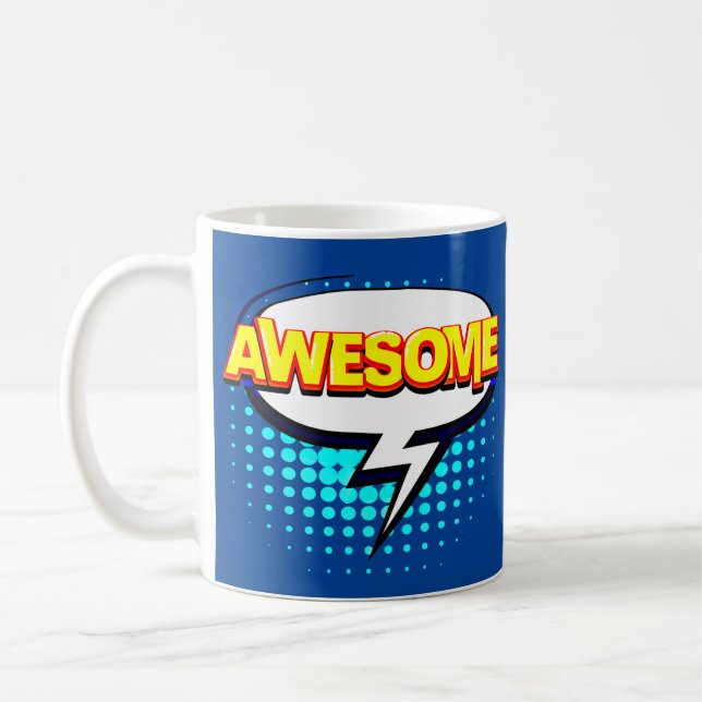 Taza De Café Comic Pop Art Novedad ACOGEDORA amarilla azul (Izquierda)