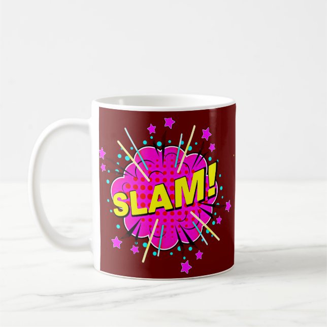 Taza De Café Comic Pop Art Novedad rosa de Yellow SLAM (Izquierda)