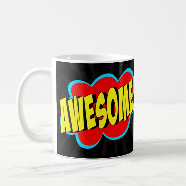 Taza De Café Comic Pop Art Red Yellow AWESOME Novedad Funny (Izquierda)