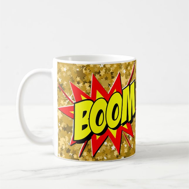 Taza De Café Cómic Pop Art Yellow Red BOOM Novedad Funny Café (Izquierda)