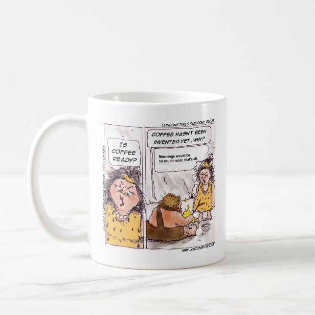 Taza De Café Cómic prehistórico de Rick London Funny (Izquierda)
