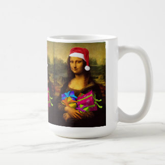 Taza De Café Comical Mona Lisa Santa Claus