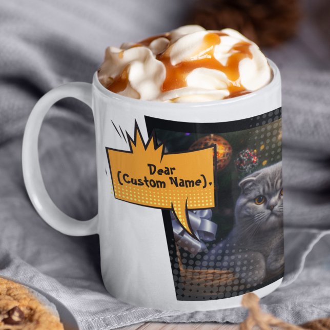 Taza De Café Cómico de Collage de fotos de gato Mascota persona (Subido por el creador)