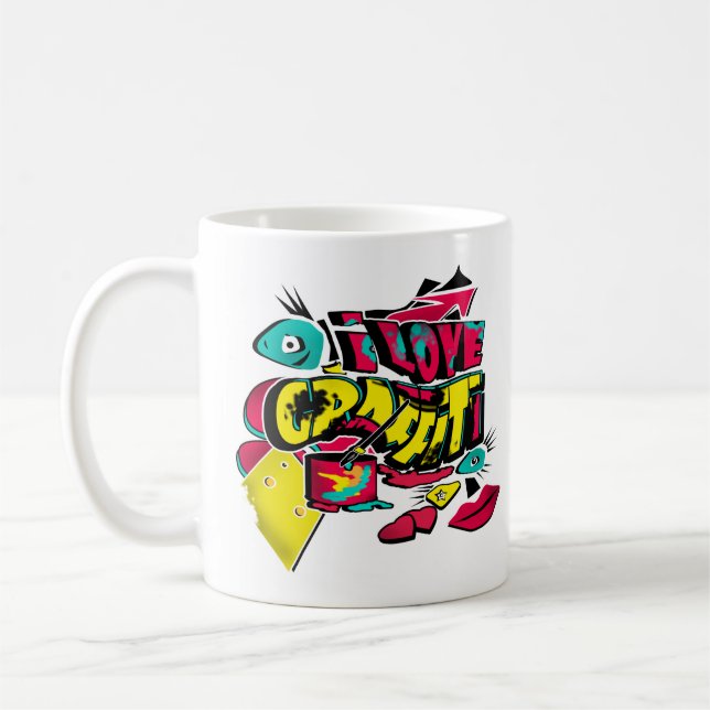 Taza De Café Cómics abstractos graffiti estilo texto grunge urb (Izquierda)