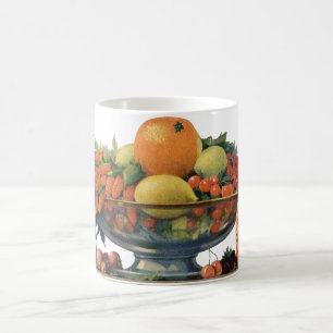Taza De Café Comida antigua, frutas surtidas en un tazón