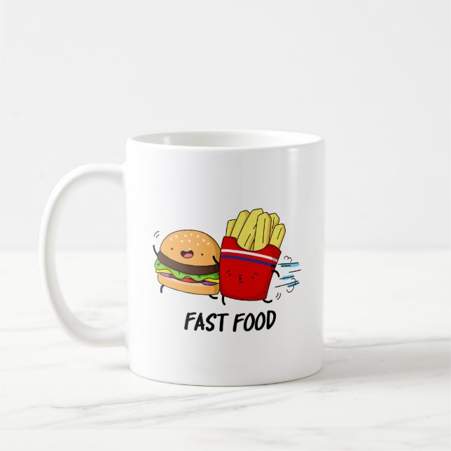 Taza De Café Comida Rápida Burguesa Graciosa Y Bollos De Fries (Izquierda)