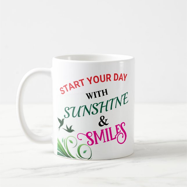Taza De Café Comience su día con el café Sunshine & Smile Desig (Izquierda)