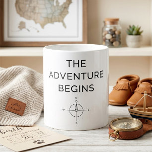 Taza De Café Comienza La Aventura Anuncio De Nuevo Bebé Adorabl