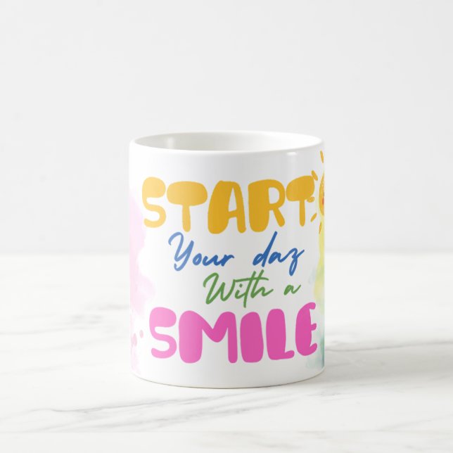 Taza De Café Comienza tu día con una sonrisa – Mono  (Centro)