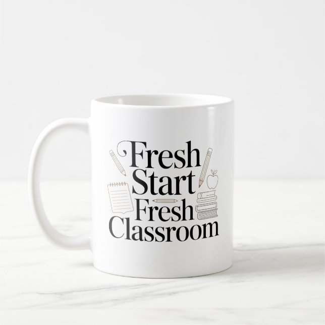 Taza De Café Comienzo Fresco Cita de Maestro de Aula Fresca (Izquierda)