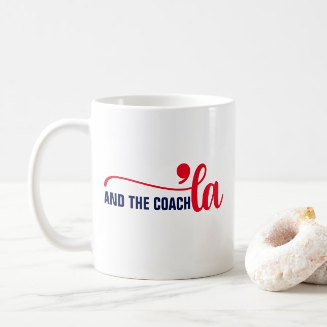 Taza De Café Comma la y entrenador | Entrenador de Kamala Harri (Con donut)