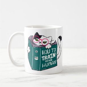 Taza De Café Cómo entrenar a tu gato humano gracioso con gafas