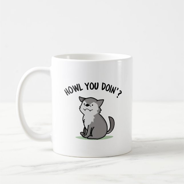 Taza De Café ¿Cómo Estás Haciendo Un Gracioso Bebé Lobo Pun? (Izquierda)