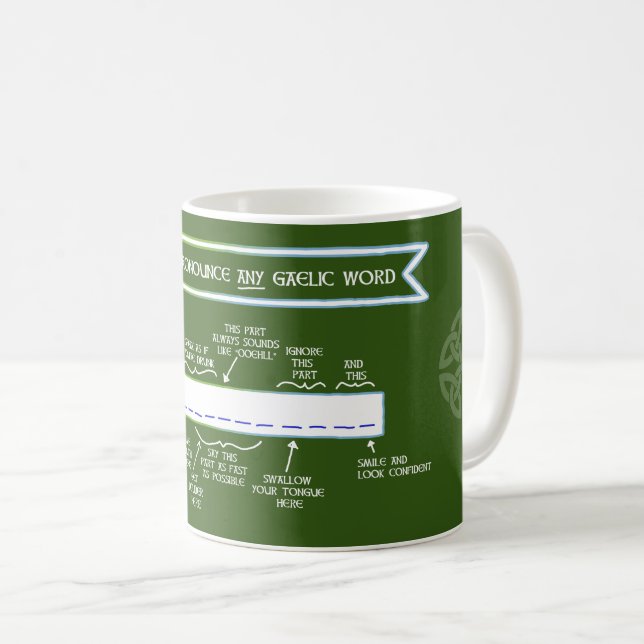 Taza De Café Cómo pronunciar cualquier palabra gaélica (verde) (Anverso derecho)