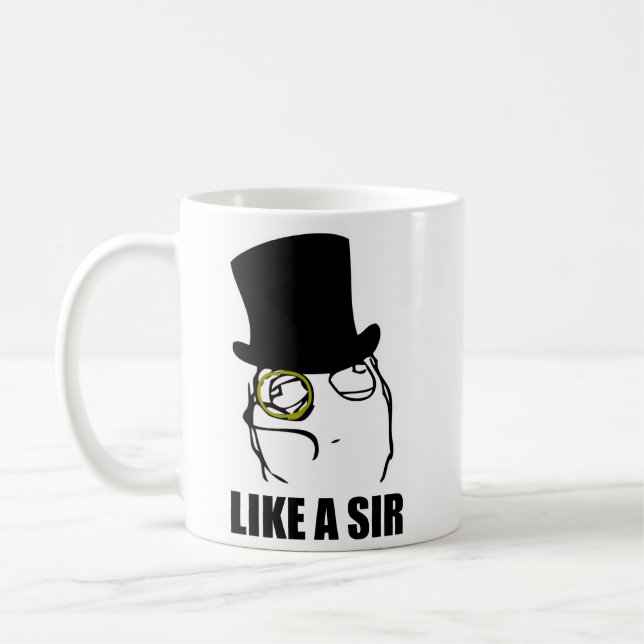 Taza De Café Como un sir Monocle Rage Face Meme (Izquierda)