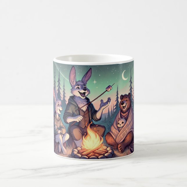 Taza De Café Cómodas historias de fuego - Conejo y oso bajo las (Centro)