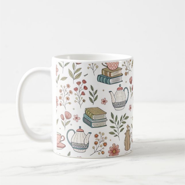 Taza De Café Cómodo té y libros Mug (Izquierda)