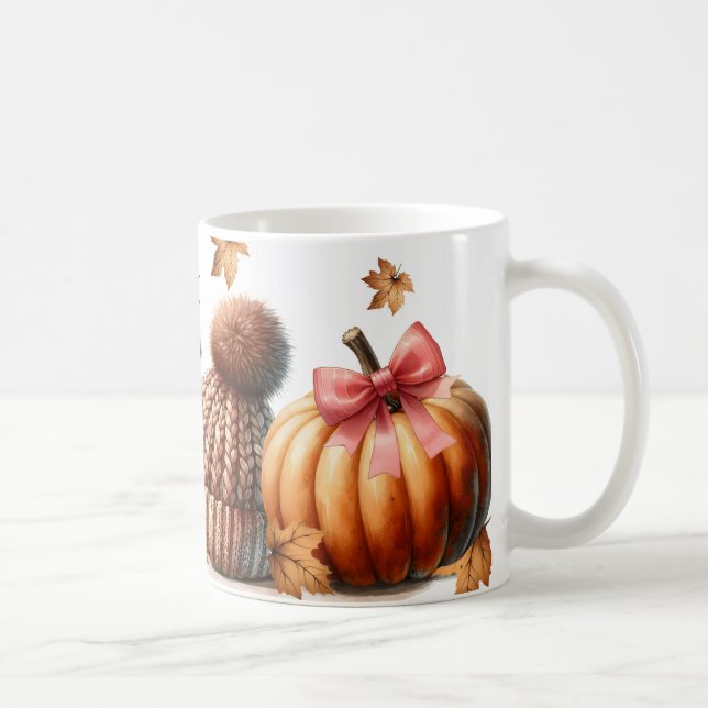 Taza De Café Cómodos túneles otoñales - Boots, Calabaza, Gorra  (Derecha)