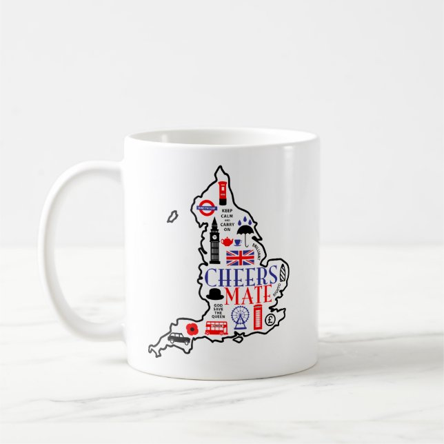 Taza De Café ¡Compañero de las alegrías!  Icono de Inglaterra (Izquierda)