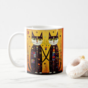 Taza De Café Compañeros abstractos: Un cuento de dos gatos
