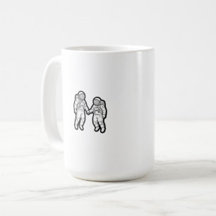 Taza De Café Compañeros cósmicos - Astronautas sosteniendo mano