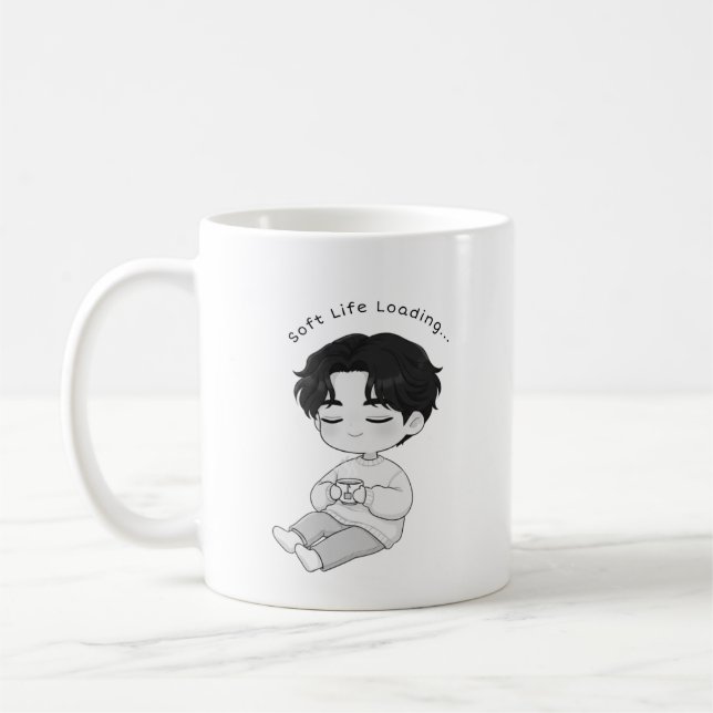 Taza De Café Compañía de Té de Niño Chibi Acogedor con Vida Sua (Izquierda)