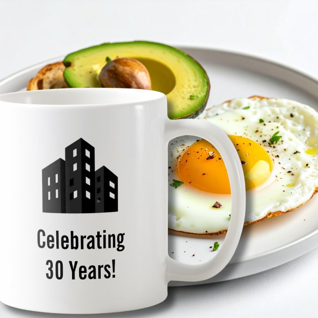 Taza De Café Company Business Logo Celebrating # Years Custom (Subido por el creador)