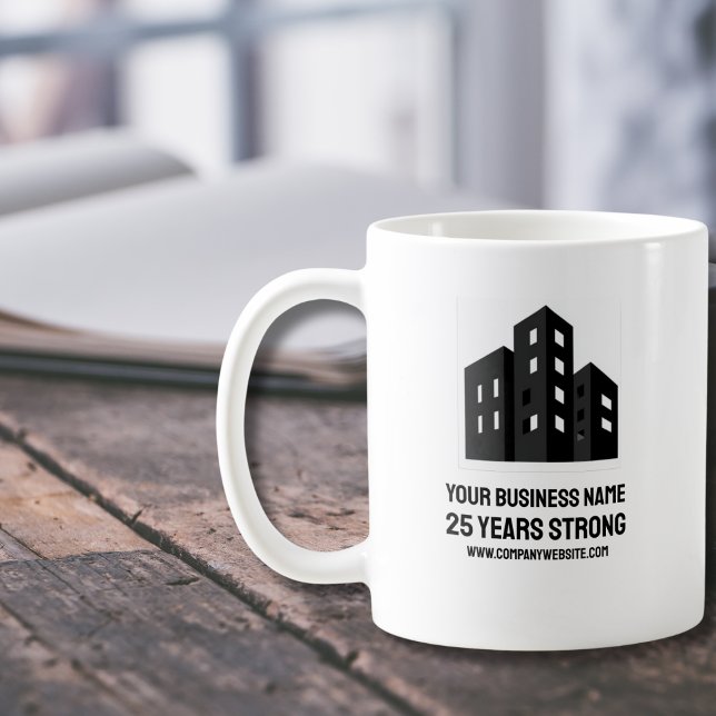 Taza De Café Company Business Logo Celebrating # Years Custom C (Subido por el creador)