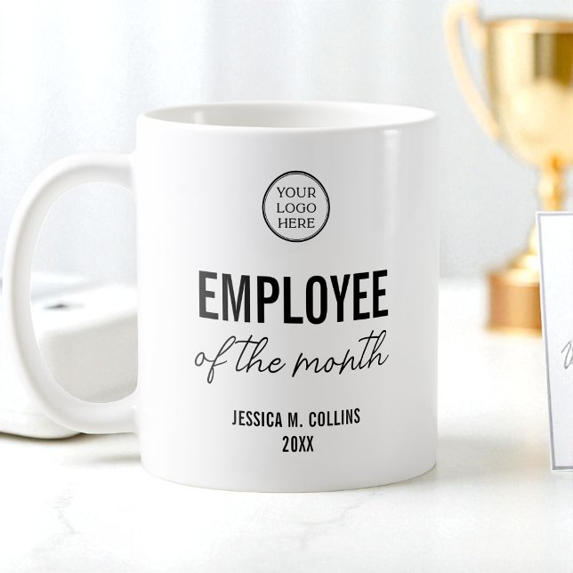 Taza De Café Company Logo Business Employee Of the Month Award (Company Logo Business Employee Of the Month Award Coffee Mug)