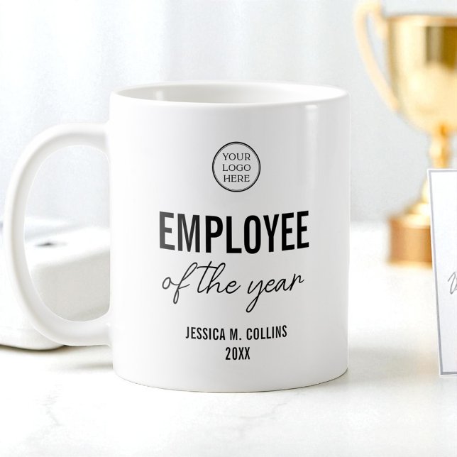 Taza De Café Company Logo Business Employee Of the Year Award (Company Logo Business Employee Of the Year Award Coffee Mug)