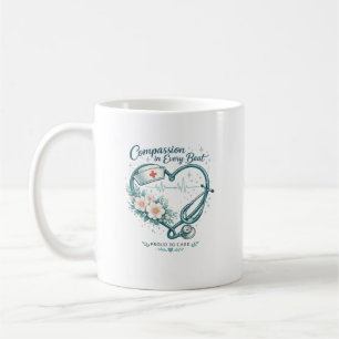 Taza De Café Compasión en Cada Latido Diseño de Corazón de Enfe