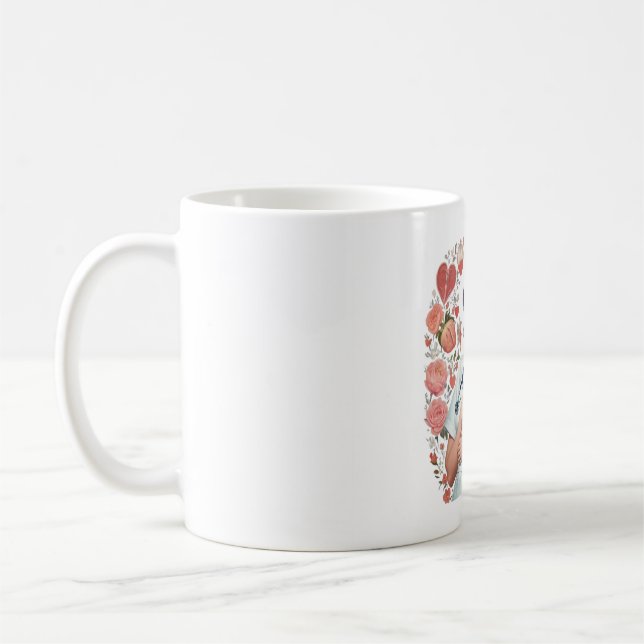 Taza De Café Compassionate Nurse – Elegant Floral Art Illustrat (Izquierda)