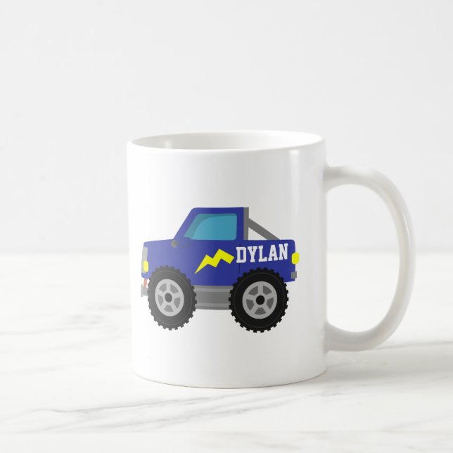 Taza De Café Compitiendo con el monster truck azul, para los (Derecha)
