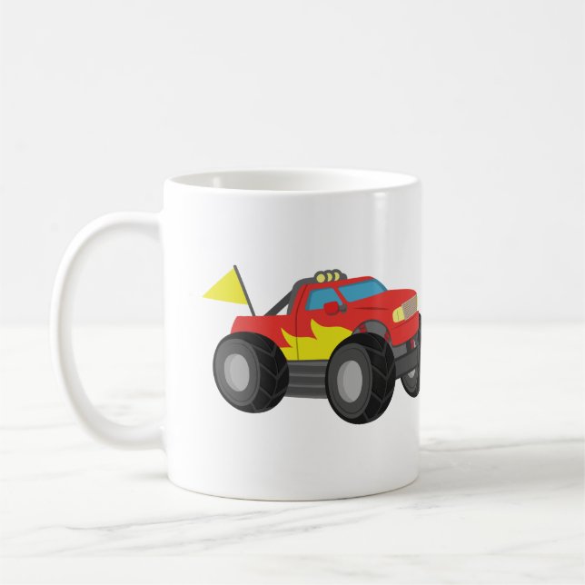 Taza De Café Compitiendo con el monster truck rojo, para los (Izquierda)