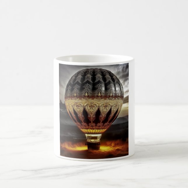 Taza De Café Complex Design On Semi Transparent Hot Air Balloon (Centro)