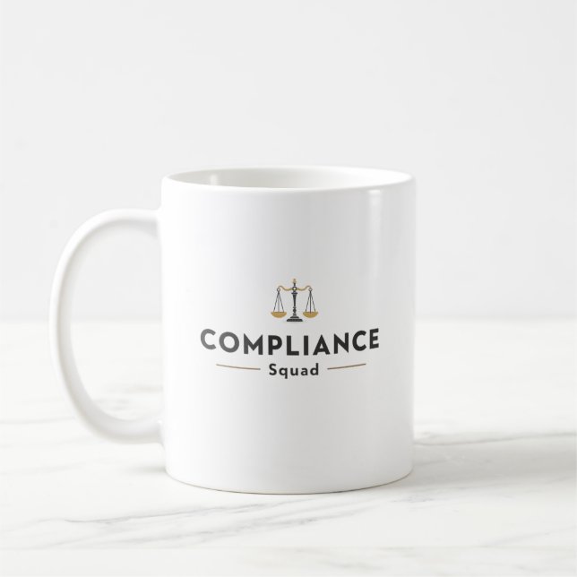 Taza De Café Compliance Squad – Legal Team Minimalist Design (Izquierda)