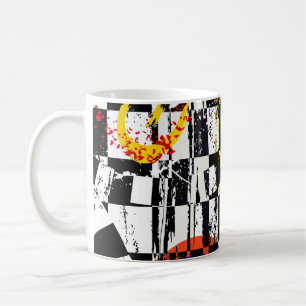 Taza De Café composición de fondo abstracta, con trazos, spl