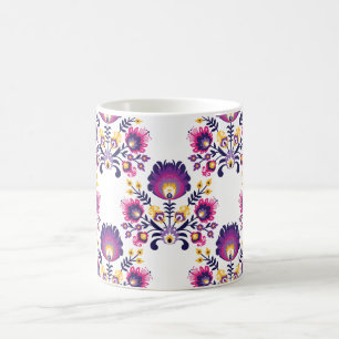 Taza De Café Composición folclórica a la moda con flores folcló