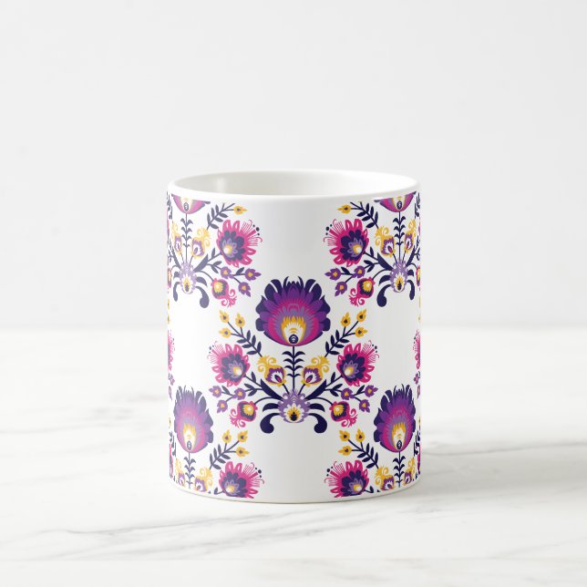 Taza De Café Composición folclórica a la moda con flores folcló (Centro)