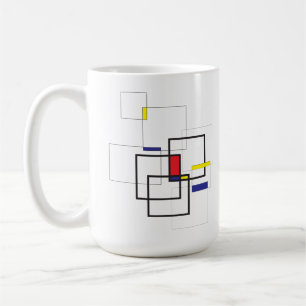 Taza De Café Composición geométrica inspirada en Mondrian