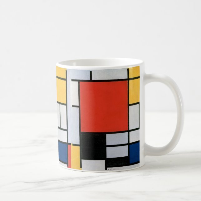 Taza De Café Composición Mondrial Negro Rojo Amarillo (Derecha)