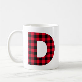 Taza De Café Comprobación de búfalo rojo y negro Letra negrita