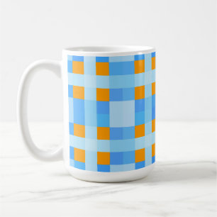 Taza De Café Comprobación de cruces cuadradas 10 Naranja azul