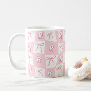 Taza De Café Comprobador de arco rosado inicial personalizado