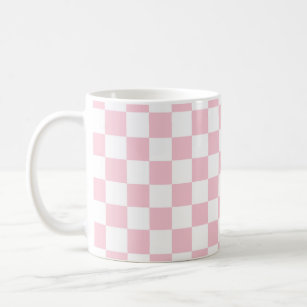 Taza De Café Comprobar el patrón del tablero de cheques rosado 