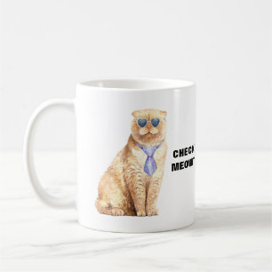 Taza De Café Comprobar Gato de Meowt con gafas de sol y diverti