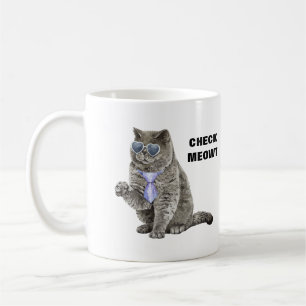 Taza De Café Comprobar Gato de Meowt con gafas de sol y diverti